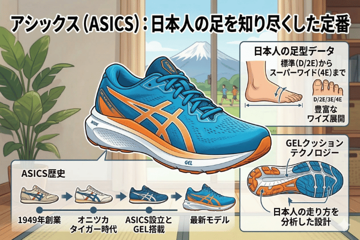 アシックス（ASICS）：日本人の足を知り尽くした定番