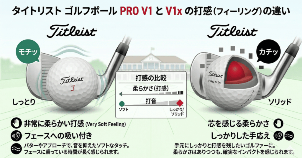 タイトリスト「PRO V1」と「PRO V1x」打感（フィーリング）の違い