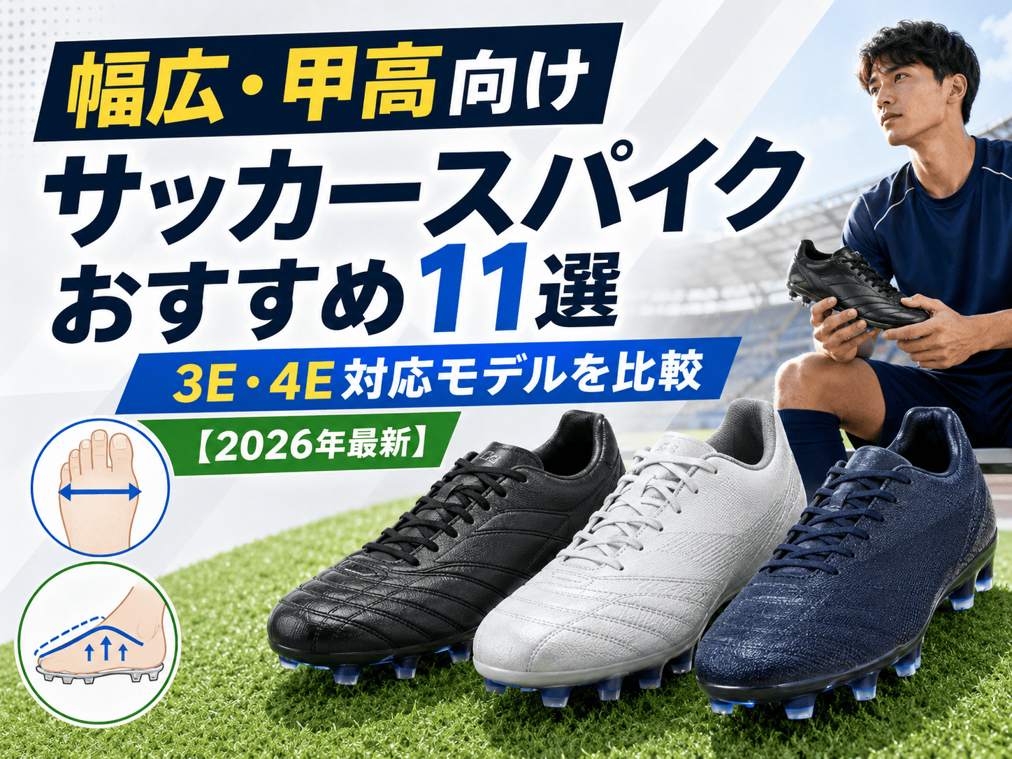 幅広・甲高向けサッカースパイクおすすめ11選｜3E・4E対応モデルを比較 