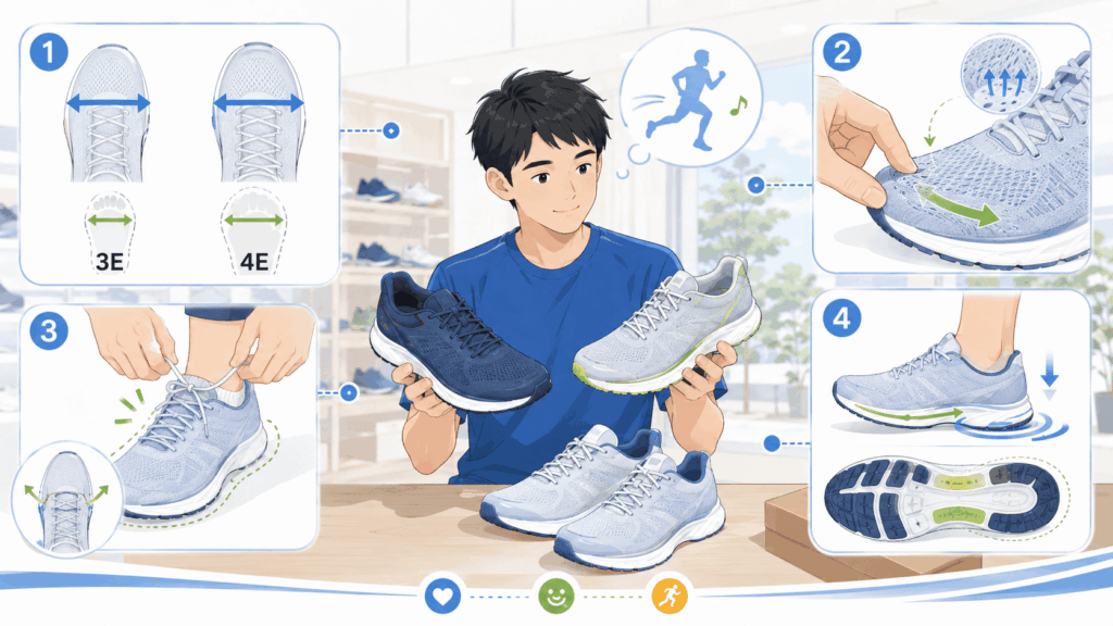 幅広・甲高向けランニングシューズの選び方4つのポイント