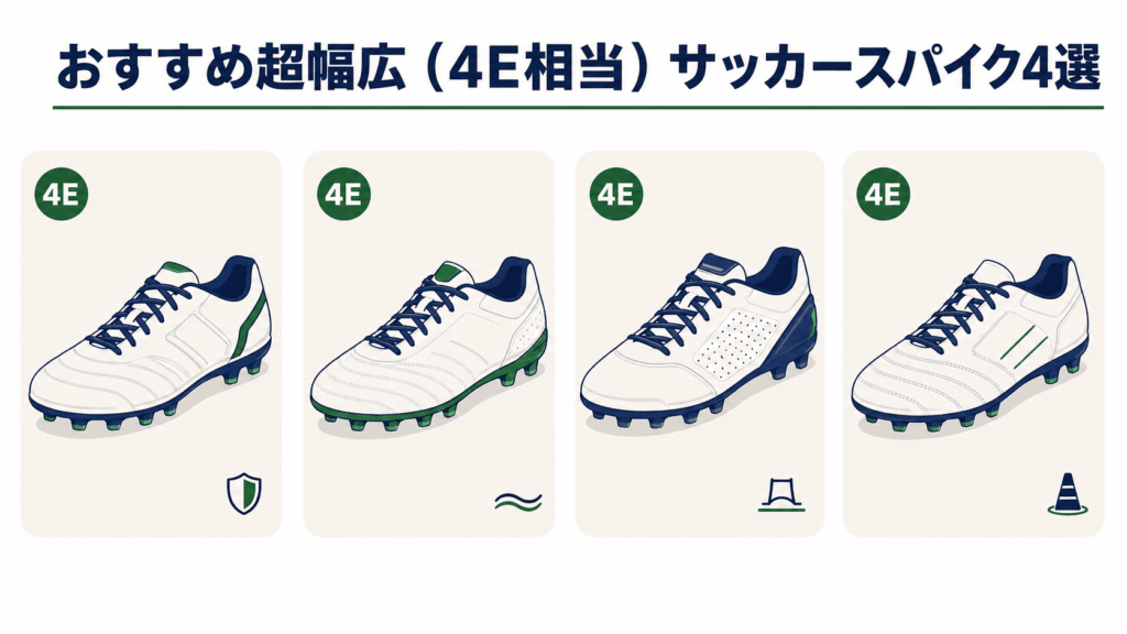 おすすめ超幅広(4E相当)サッカースパイク4選