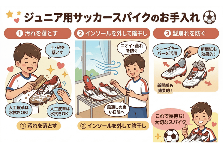 サッカースパイクのお手入れ方法