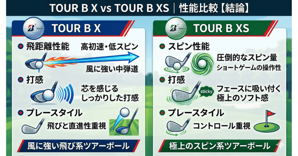 ブリヂストン「TOUR B X」と「TOUR B XS」の違い