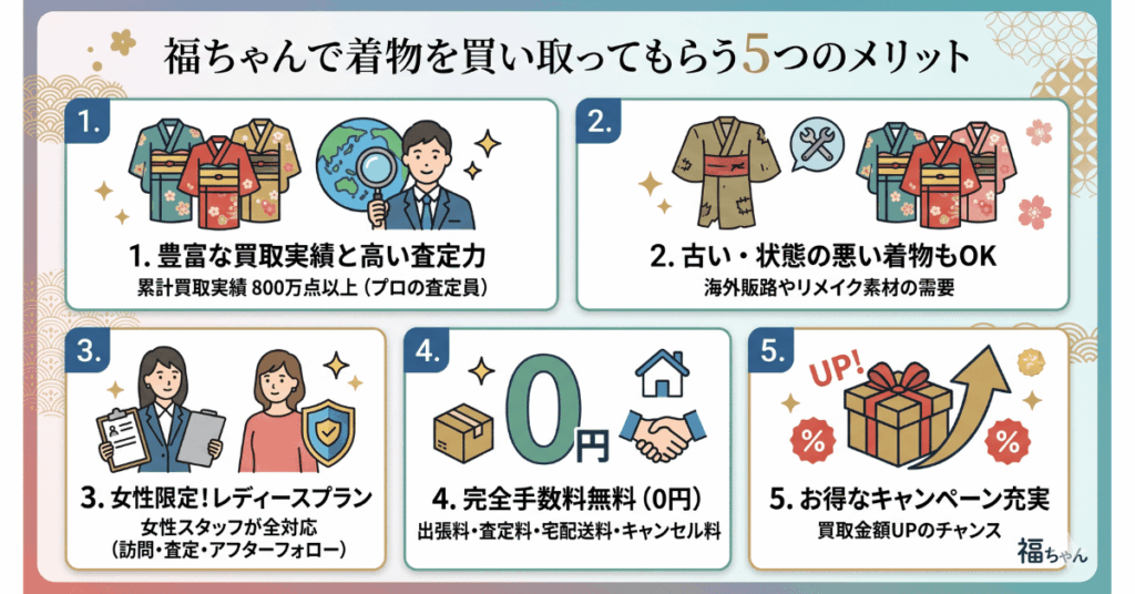 福ちゃんで着物を買い取ってもらう5つのメリット