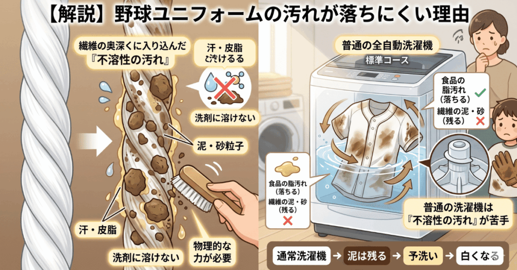 野球ユニフォームの汚れが落ちにくい理由