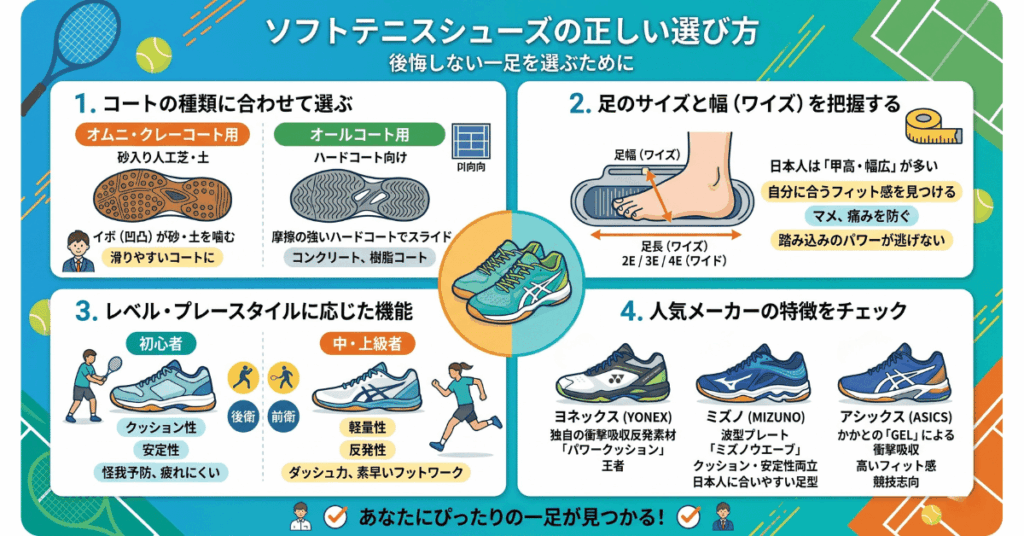 ソフトテニスシューズの正しい選び方