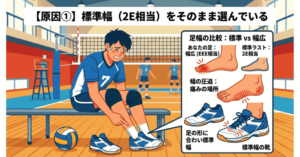 幅広・甲高の人がバレーボールシューズ選びで失敗する原因