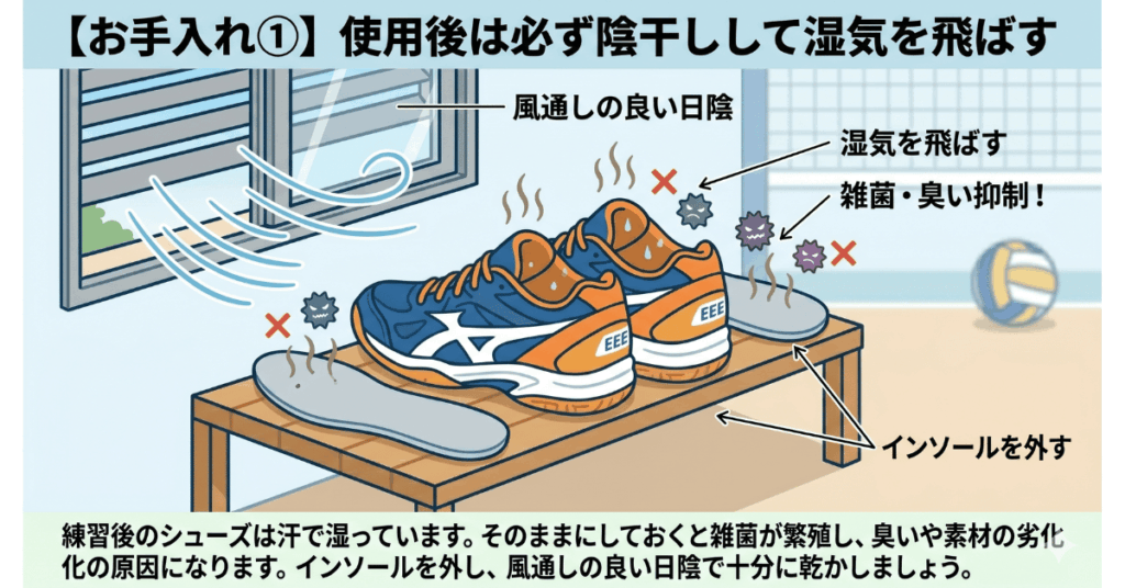 幅広バレーボールシューズを長持ちさせるお手入れ方法