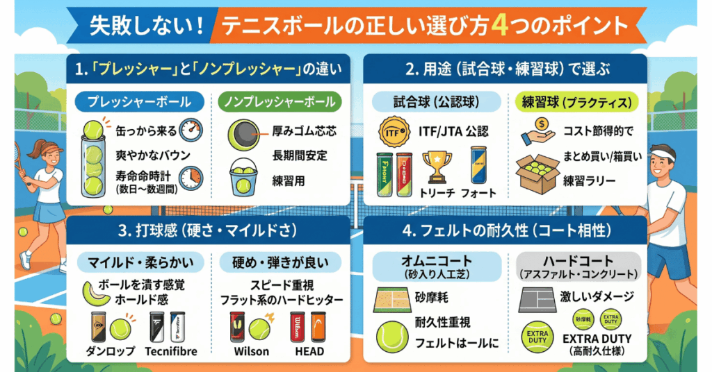 失敗しない！テニスボールの正しい選び方4つのポイント