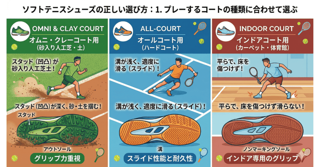 ソフトテニスシューズの正しい選び方