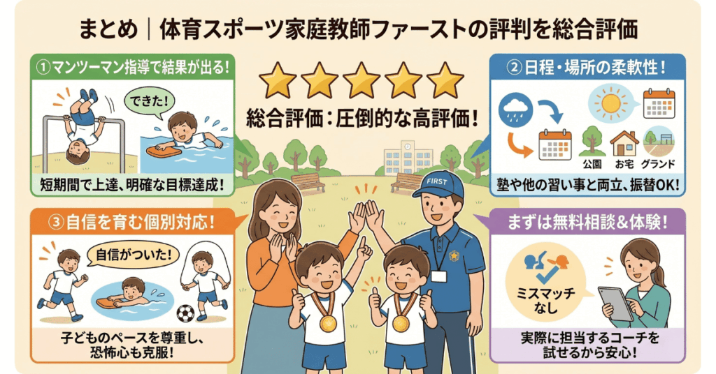 まとめ｜スポーツ家庭教師ファーストの評判を総合評価