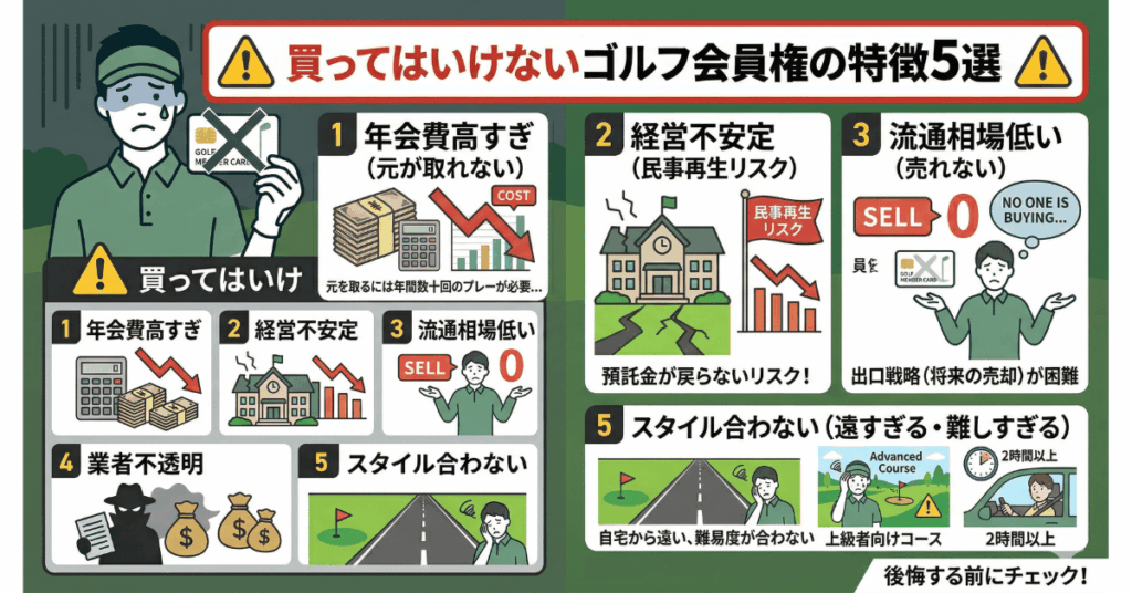 買ってはいけないゴルフ会員権の特徴5選