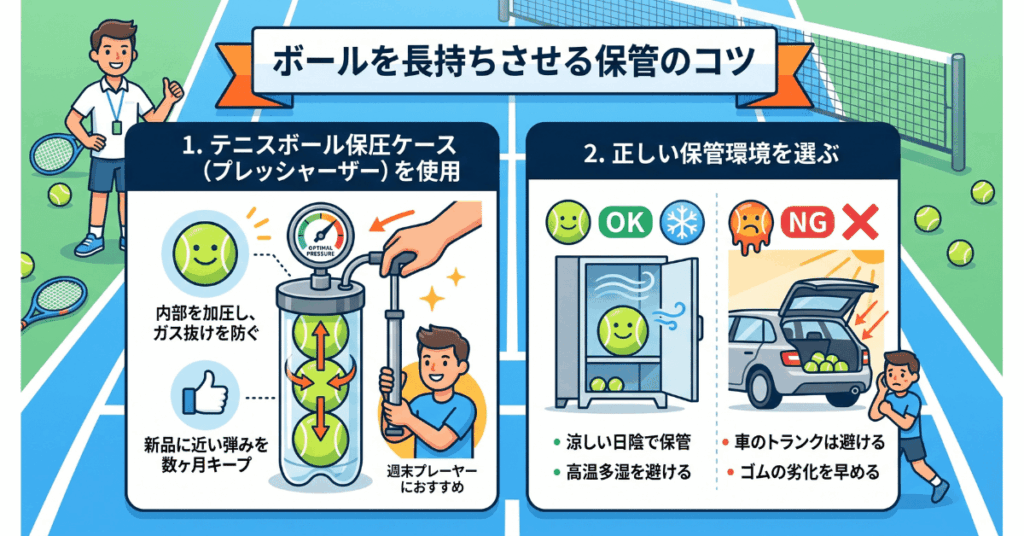テニスボールを長持ちさせる保管のコツ