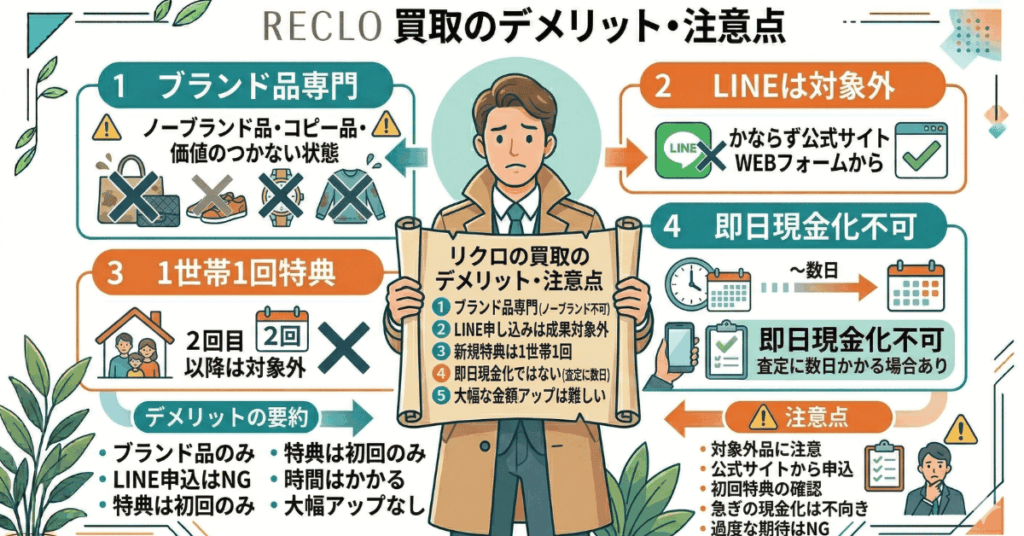 リクロの買取のデメリット・注意点