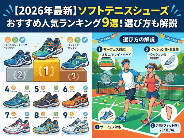 【2026年最新】ソフトテニスシューズおすすめ人気ランキング9選！選び方も解説
