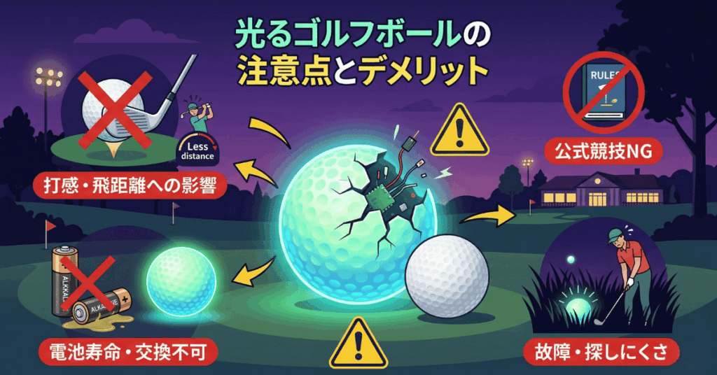 光るゴルフボールの注意点とデメリット