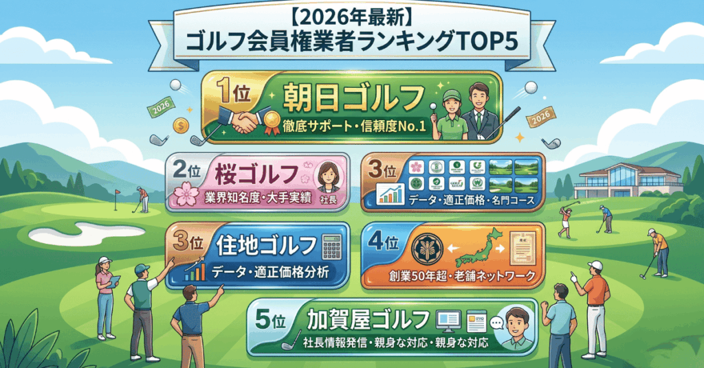 【2026年最新】ゴルフ会員権業者おすすめランキングTOP5