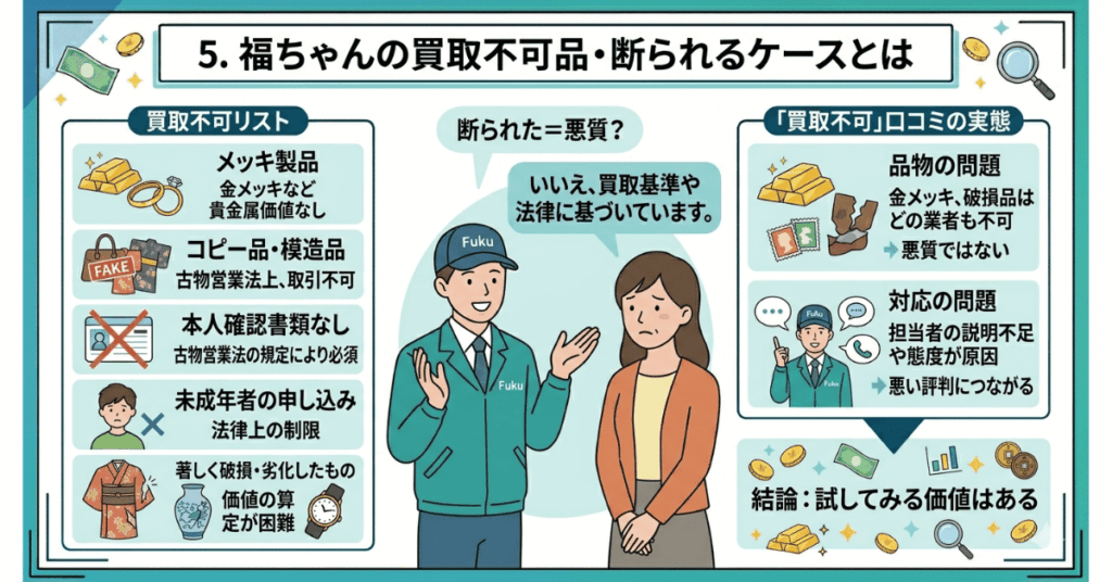 福ちゃんの買取不可品・断られるケースとは