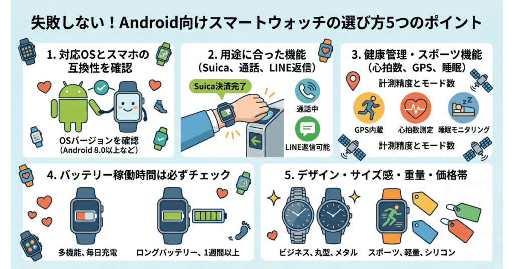 失敗しない！Android向けスマートウォッチの選び方5つのポイント