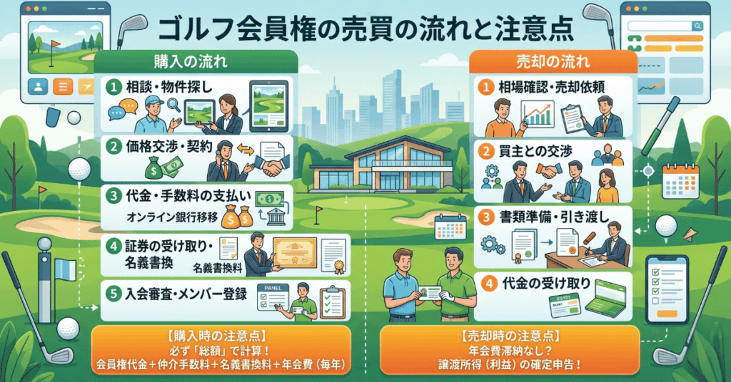 ゴルフ会員権の売買の流れと注意点