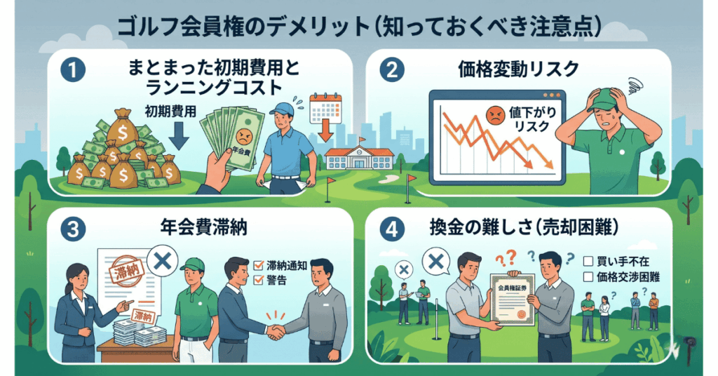 ゴルフ会員権のデメリット（知っておくべき注意点）