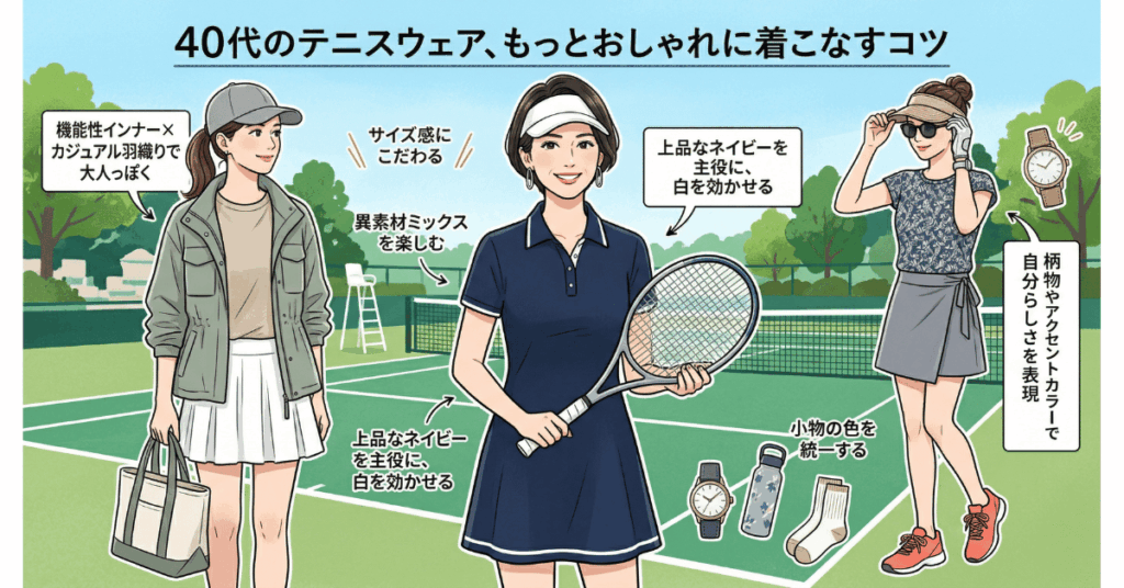 40代のテニスウェア、もっとおしゃれに着こなすコツ