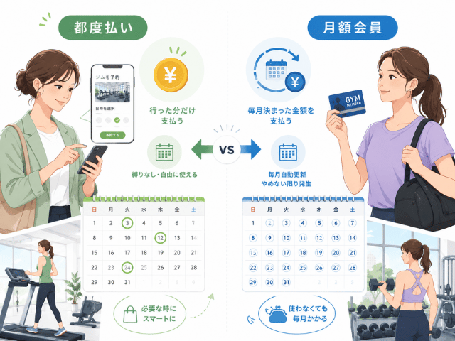 ジムの都度払いとは？月額会員と何が違うのかを基礎から解説