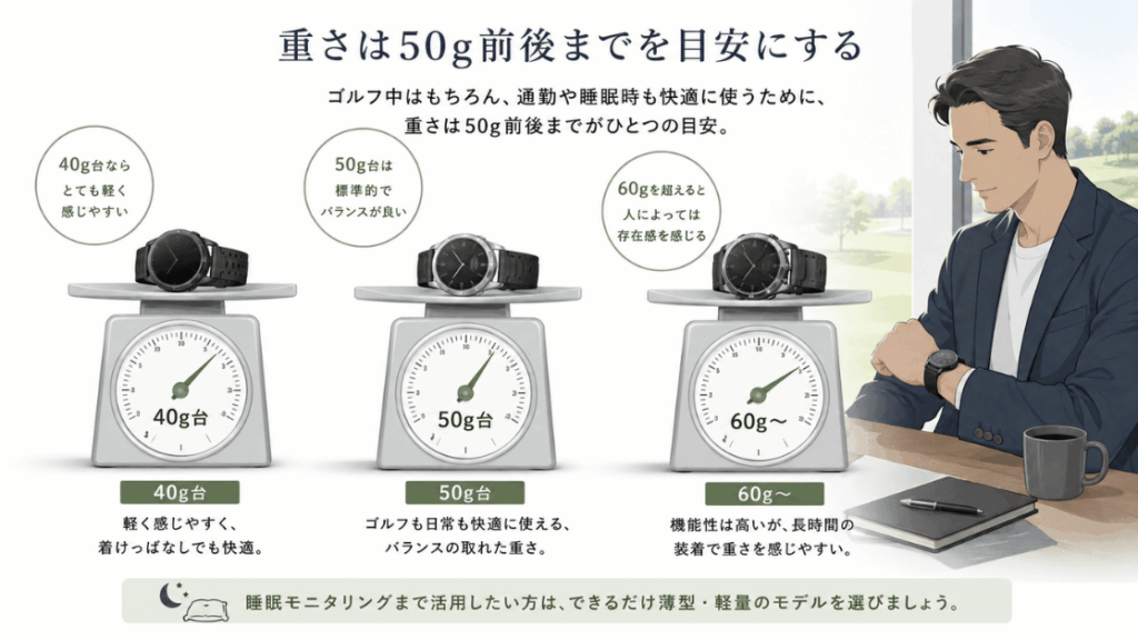 重さは50g前後までを目安にする