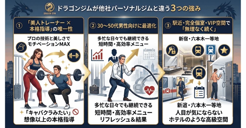 ドラゴンジムが他社パーソナルジムと違う3つの強み
