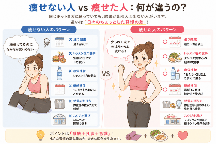 痩せない人 vs 痩せた人：何が違うの？