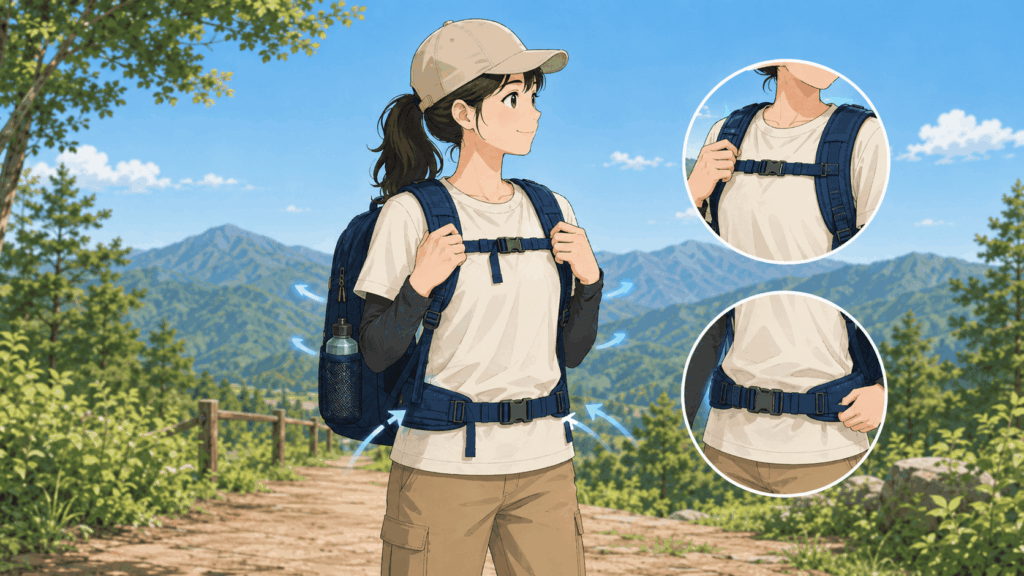 ポイント3:チェストベルト・ウエストベルトの有無