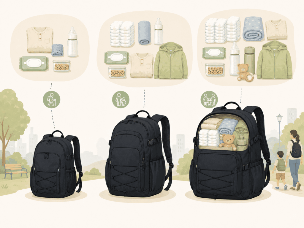 容量は25L以上が基本。荷物が多い家庭は30L前後が安心