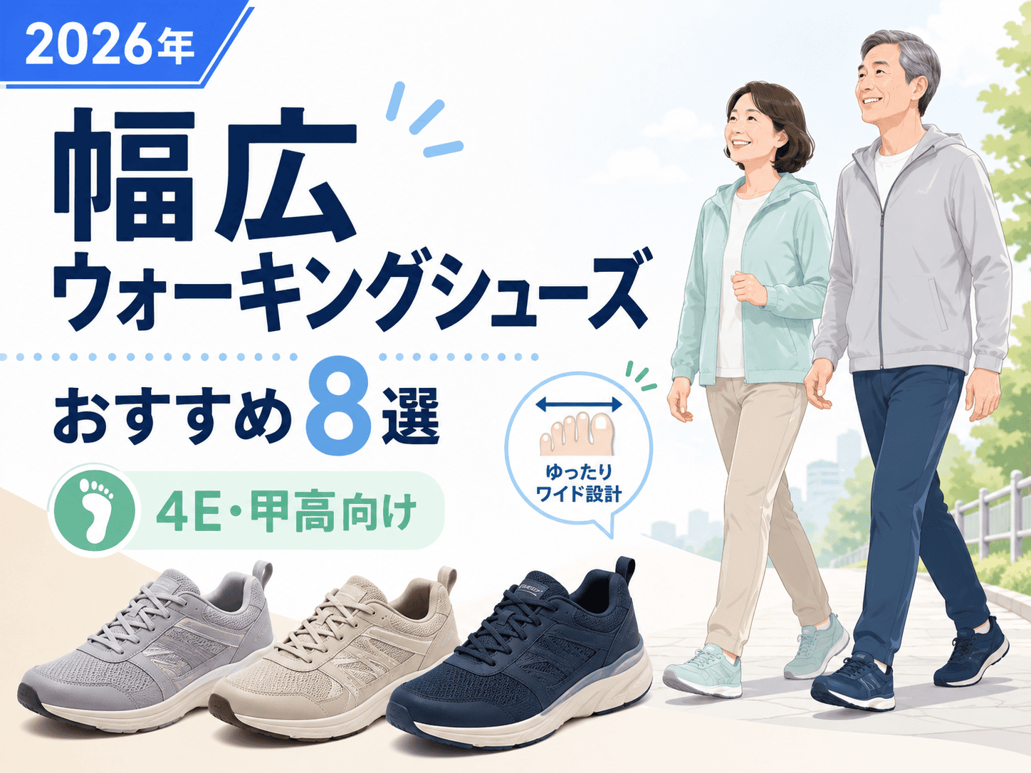幅広ウォーキングシューズおすすめ8選|4E・甲高向けも比較【2026年】