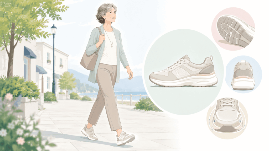 60代女性のスニーカー選びは「歩きやすさ」と「上品さ」が大切