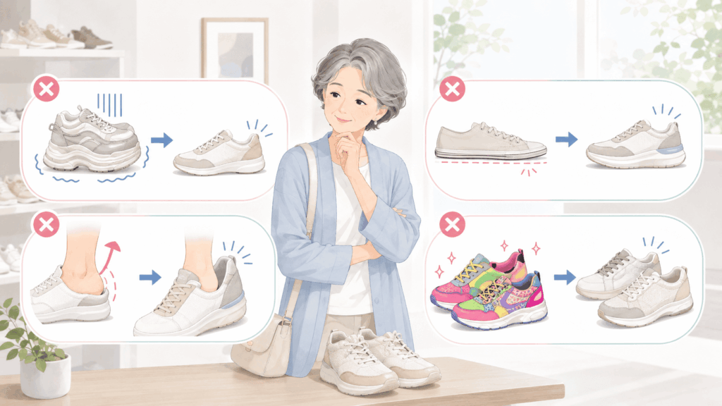 60代女性が避けたいスニーカーの特徴