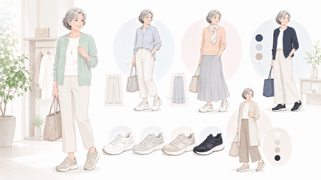 60代女性のスニーカーをおしゃれに見せるコツ