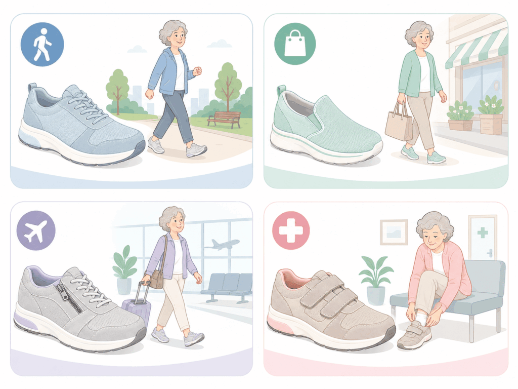 目的別｜シニア女性のスニーカーの選び方