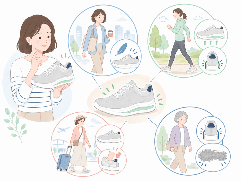 用途別｜外反母趾の女性に合うスニーカーの選び方