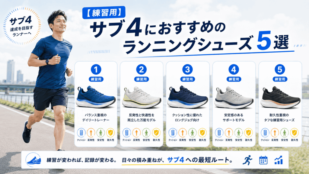 【練習用】サブ4におすすめのランニングシューズ5選