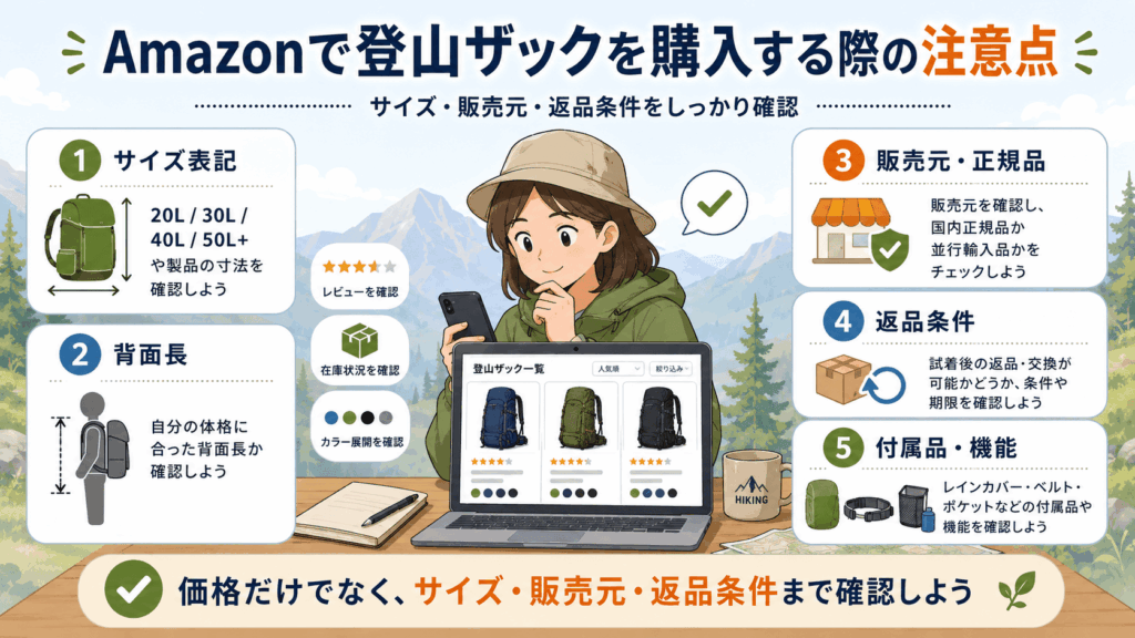Amazonで登山ザックを購入する際の注意点