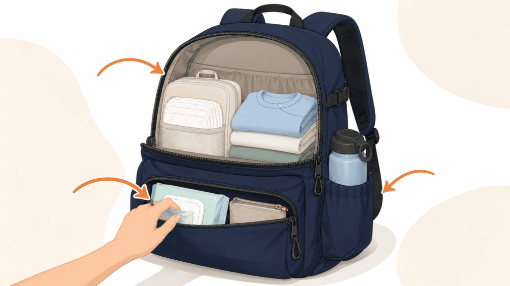 ポケット数と荷物の取り出しやすさを確認する