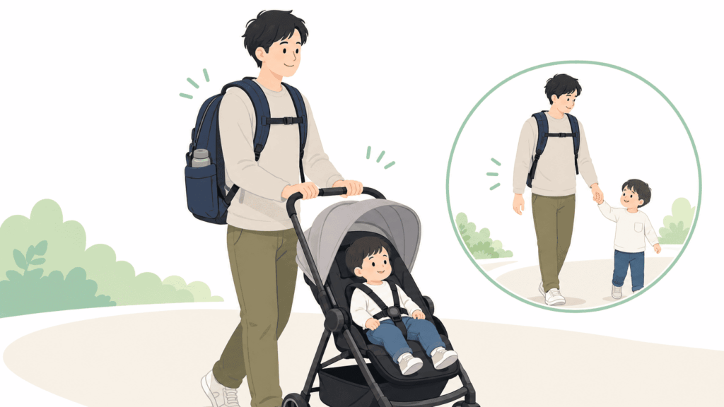 両手が空いて子どもと移動しやすい