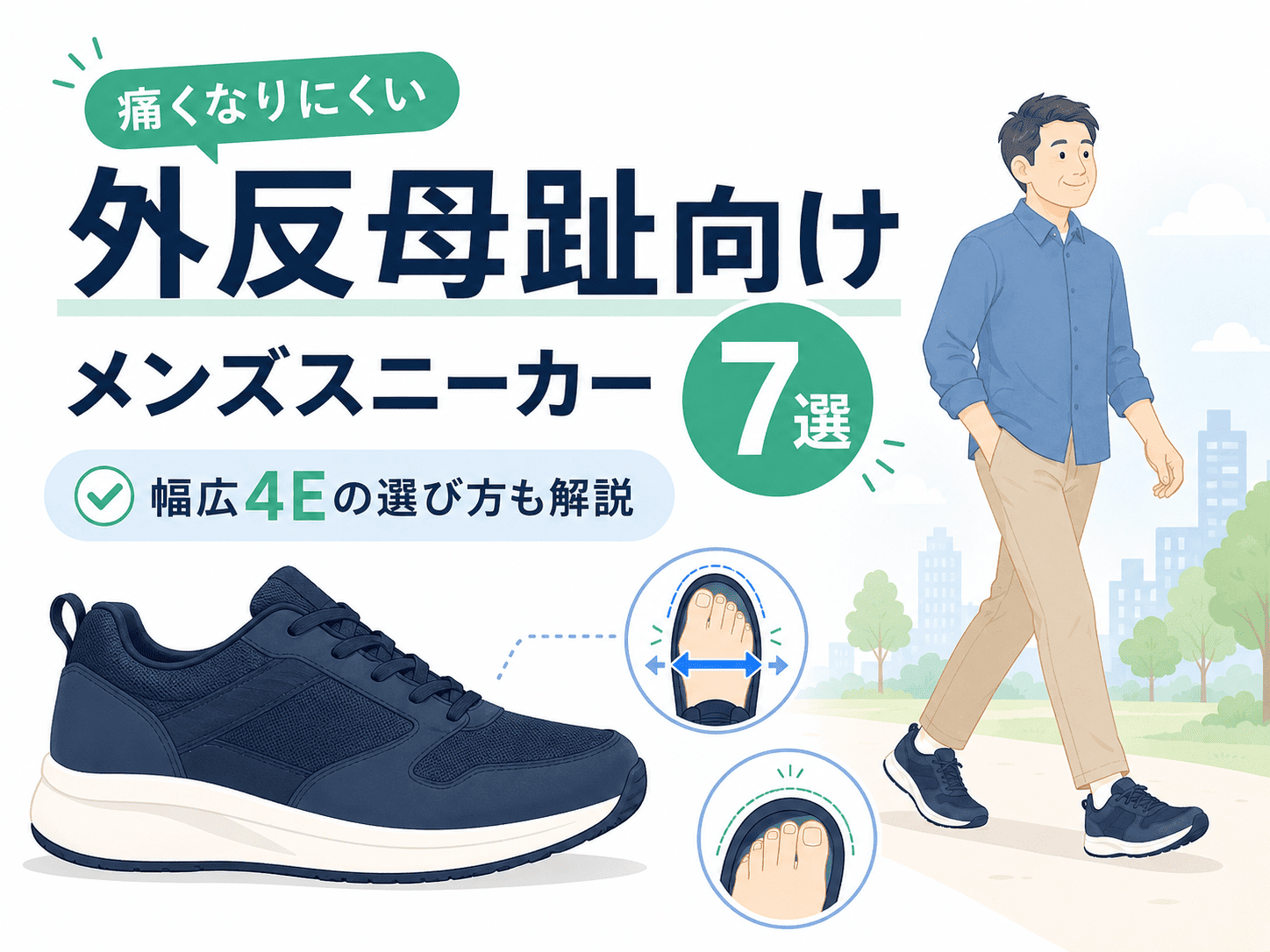 外反母趾におすすめのメンズスニーカー7選|幅広4Eで痛くなりにくい選び方も解説