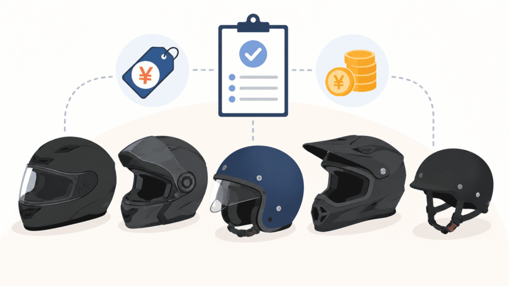 バイクヘルメットの買取相場はどれくらい?