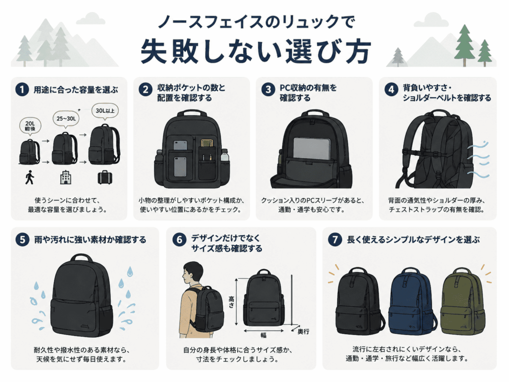 ノースフェイスのリュックで失敗しない選び方