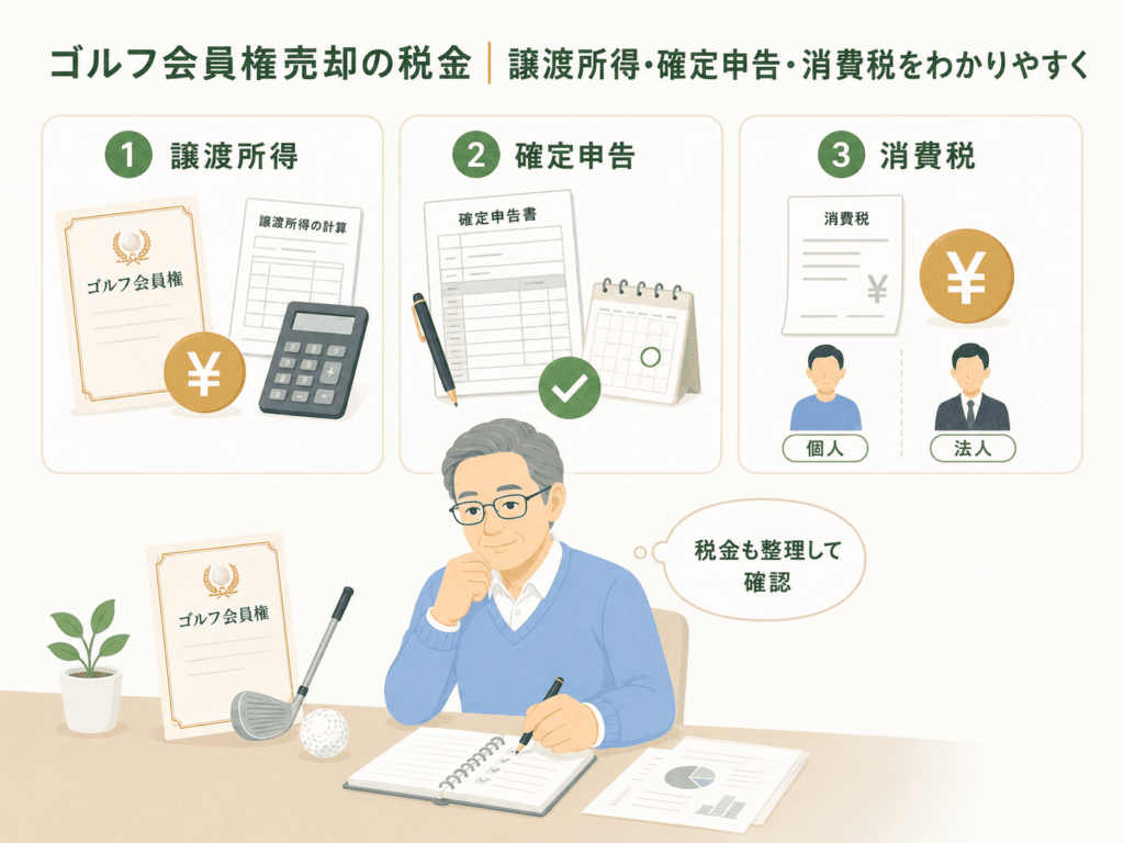 ゴルフ会員権売却の税金|譲渡所得・確定申告・消費税をわかりやすく