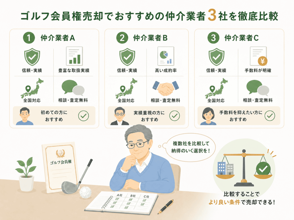 ゴルフ会員権売却でおすすめの仲介業者3社を徹底比較
