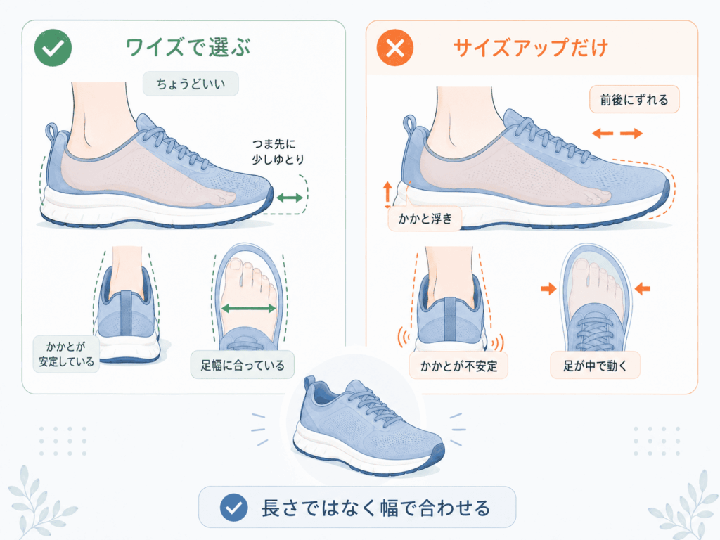 サイズアップだけで解決しようとしない