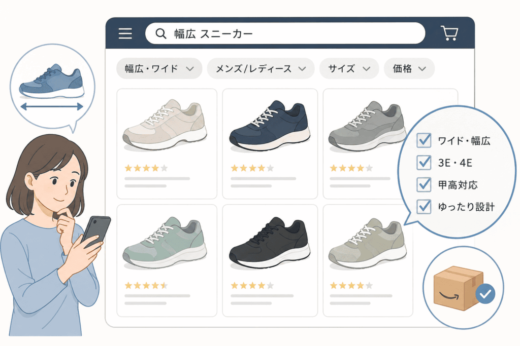 Amazonで探しやすい幅広・甲高向け定番モデル