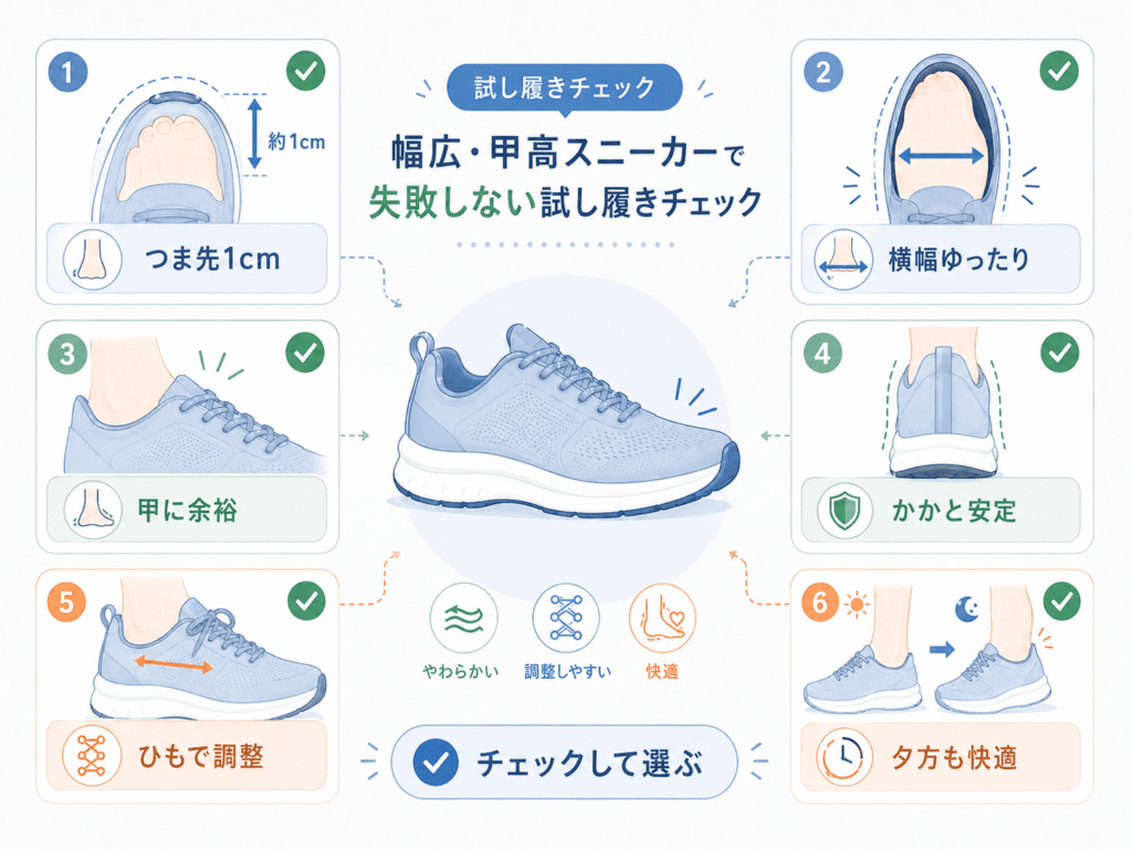 幅広・甲高スニーカーで失敗しない試し履きチェック